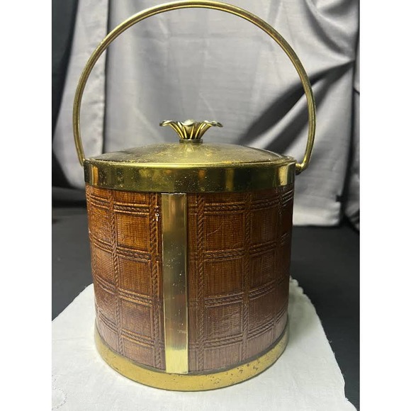 Vintage MCM  Brass Ice Bucket Flower Handle - Picture 3 of 5